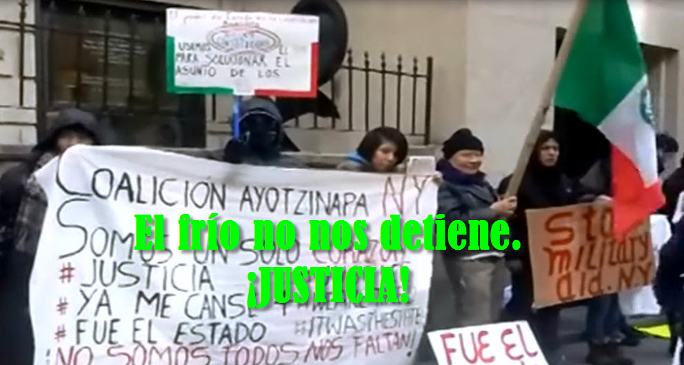 Protestan en el Consulado mexicano en NYC, 5 de Enero. #FueElEstado #USTired2.