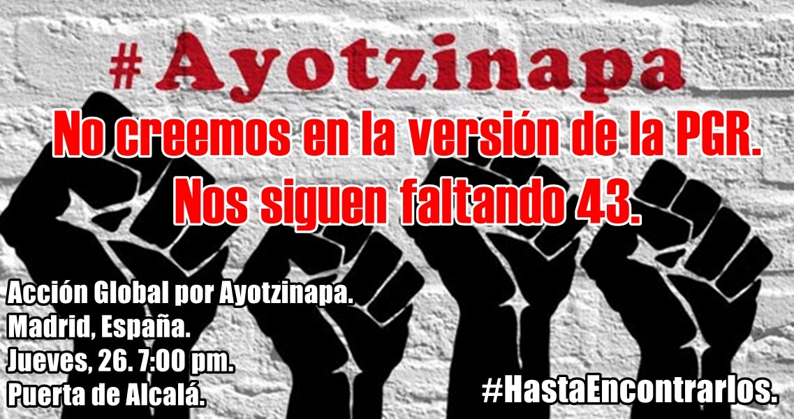 Resumen de la #9aAcciónGlobalPorAyotzinapa en Madrid, España.
