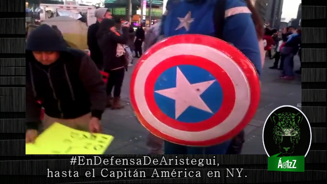Hasta el Capitán América sale #EnDefensaDeAristegui3 en NY.