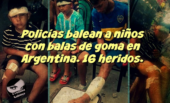 Policías balean a niños con balas de goma en Argentina. 16 heridos.